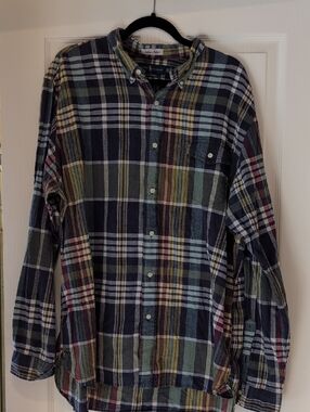 Ralph Lauren Navy, Green & Yellow Plaid Button-Down Shirt